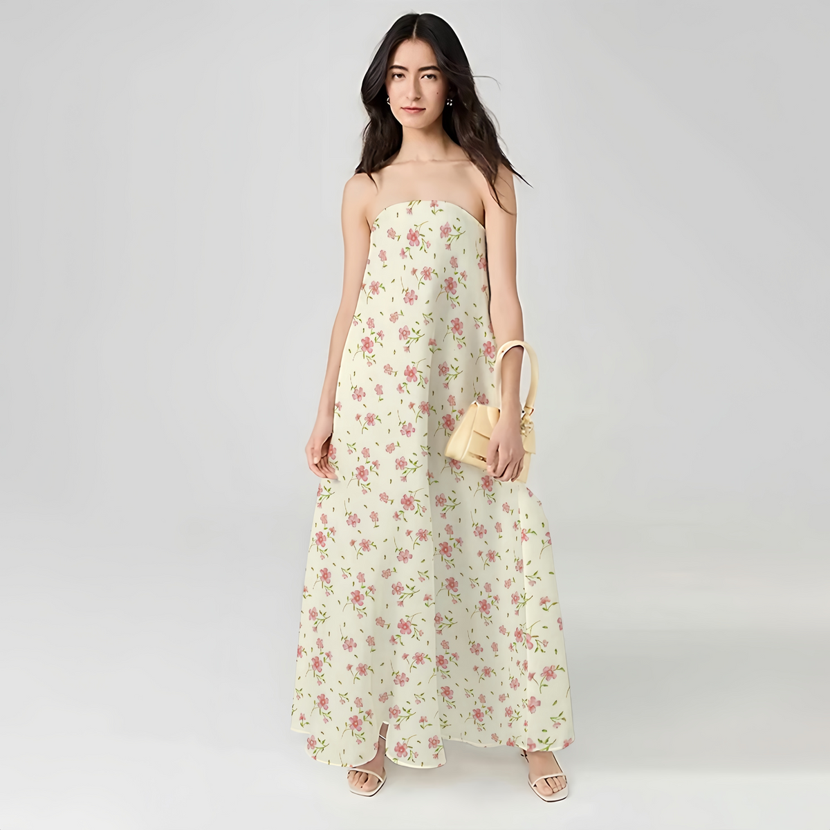 Fresh Cotton and Linen Strapless Maxi Dress, Bring Summer Breeze - podsforgirl 