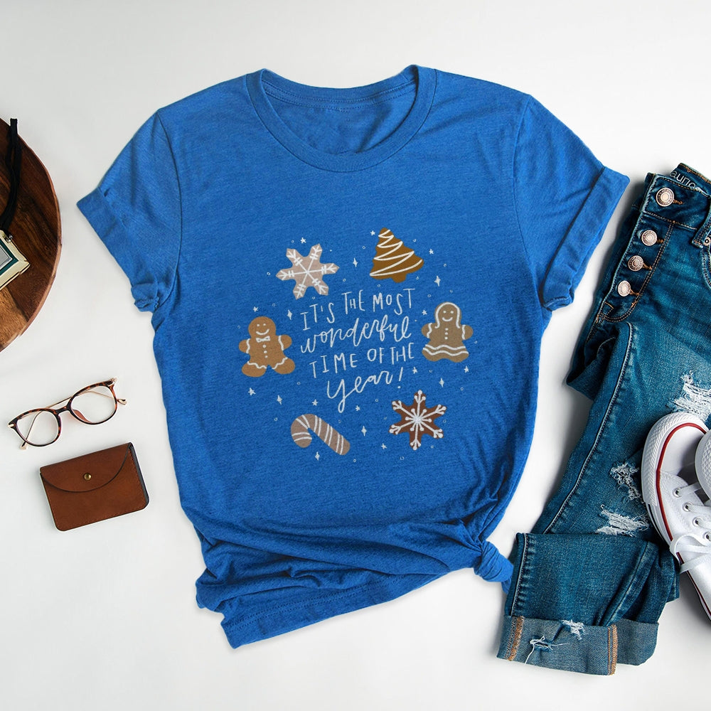 Stylish Christmas Designs Round Neck T-shirt - Step Up Your Festive Look - podsforgirl 