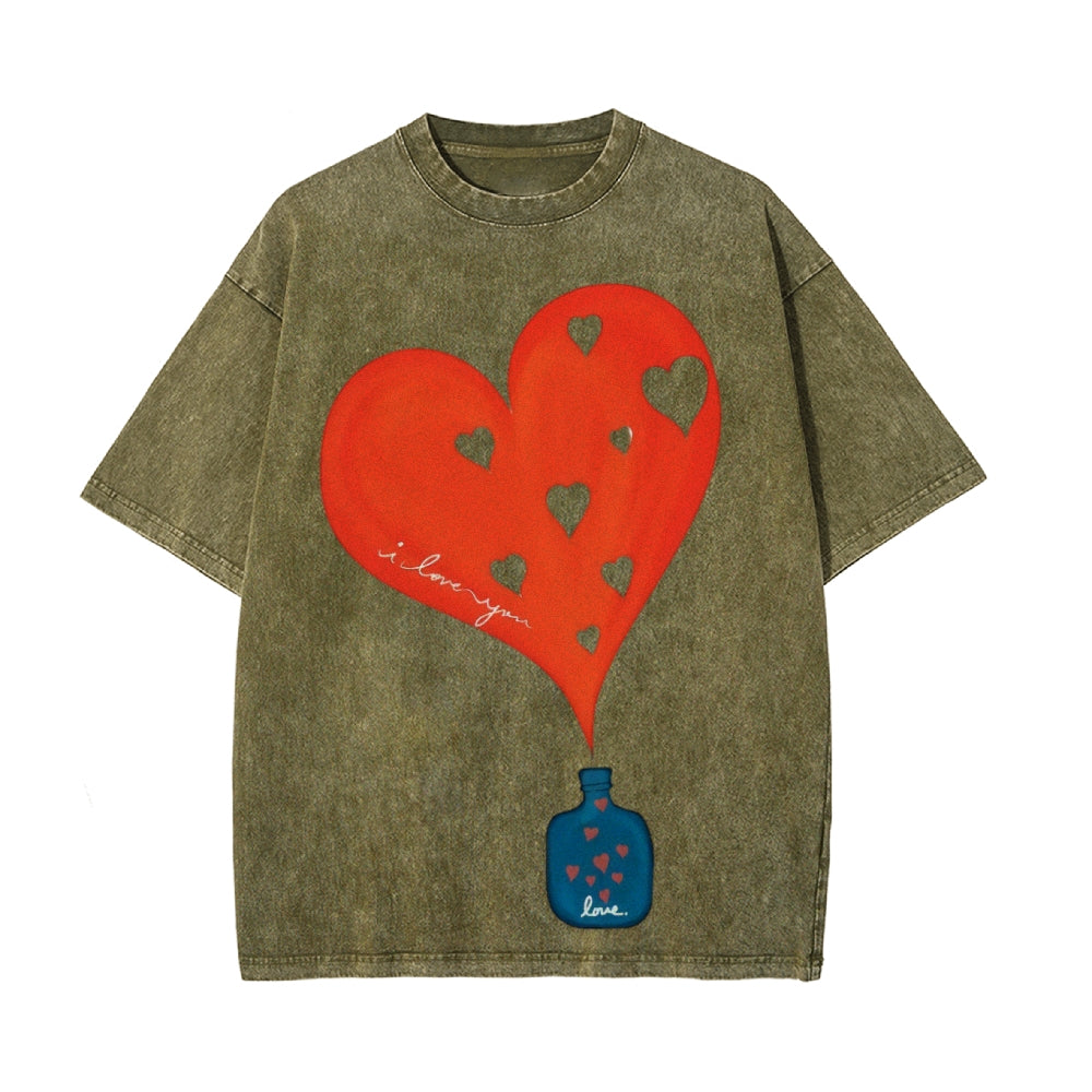 Heartfelt Valentine's Day Couple T-Shirts in Washed Cotton - Podsforgirl