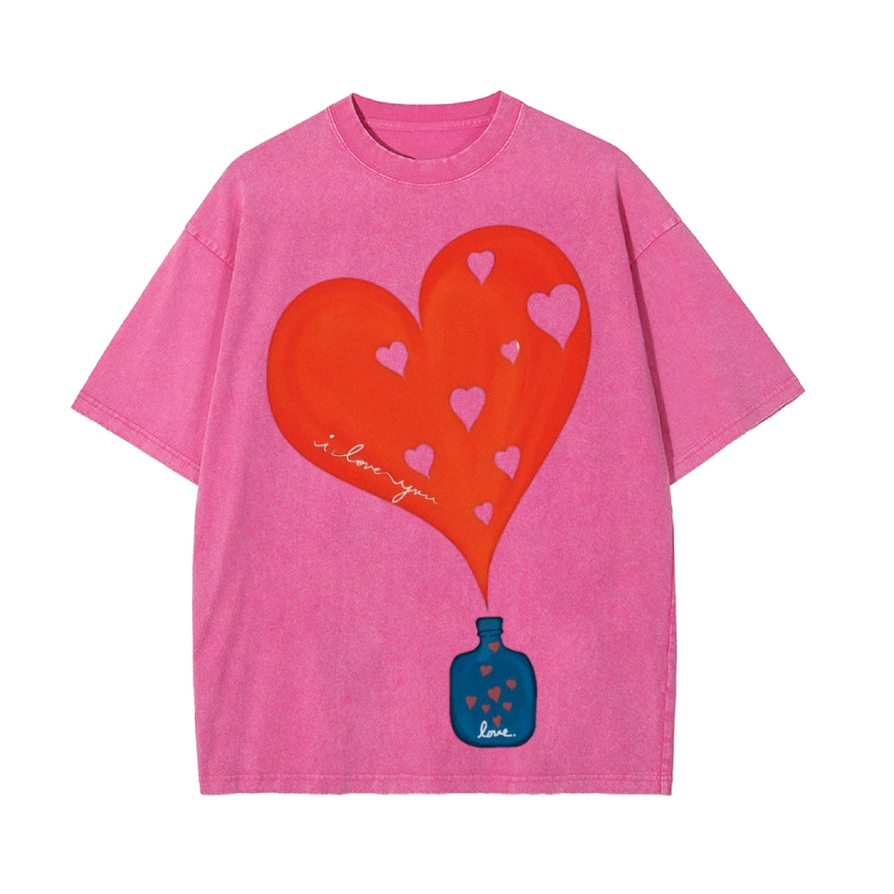 Heartfelt Valentine's Day Couple T-Shirts in Washed Cotton - Podsforgirl