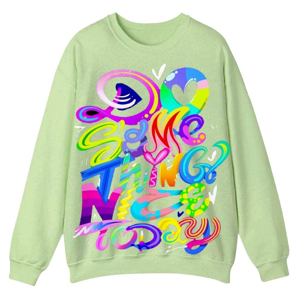 Artistic Christmas Round-Neck Sweatshirt: A Canvas of Holiday Serenity - podsforgirl 