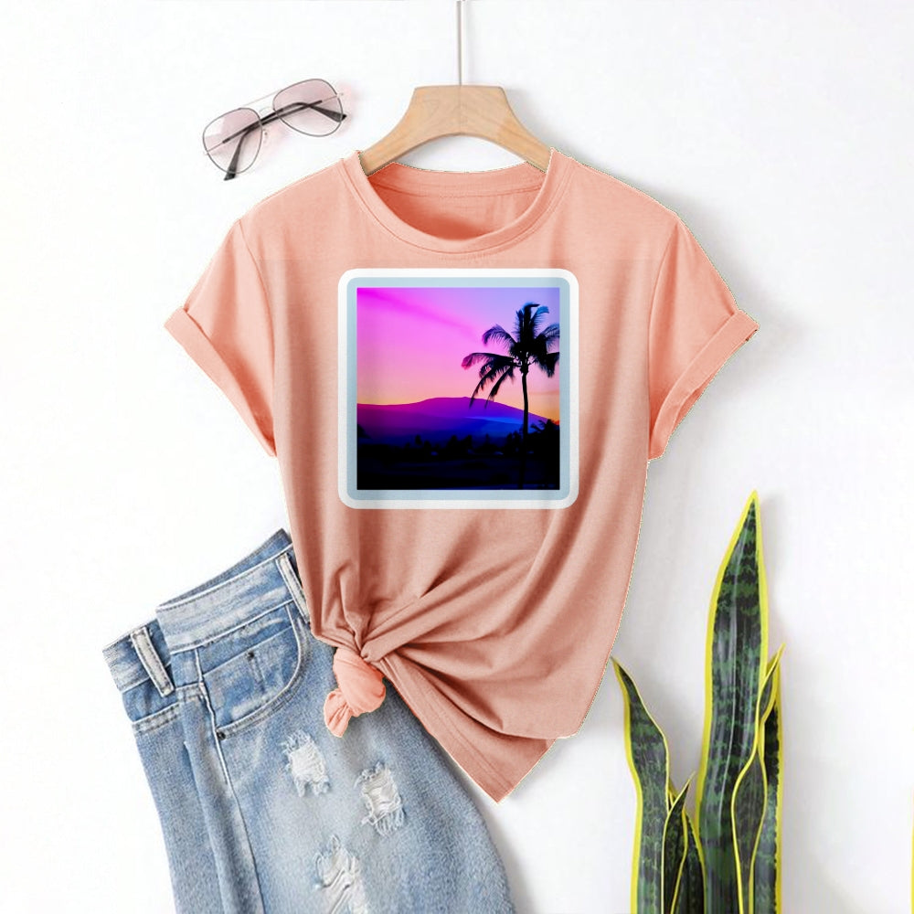 Women Round Neck Short Sleeve Fashion Simple and comfortable Casual Daily T-Shirt - podsforgirl 