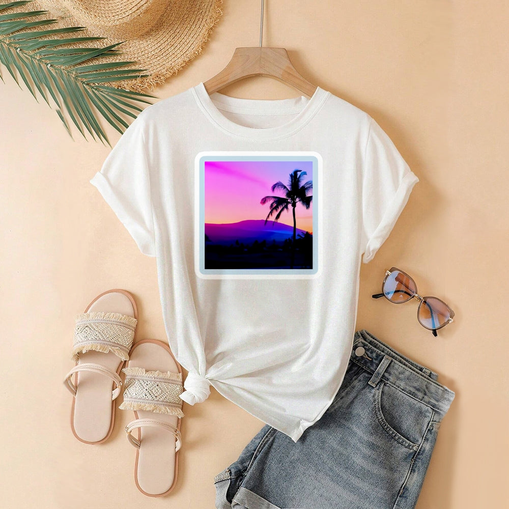 Women Round Neck Short Sleeve Fashion Simple and comfortable Casual Daily T-Shirt - podsforgirl 