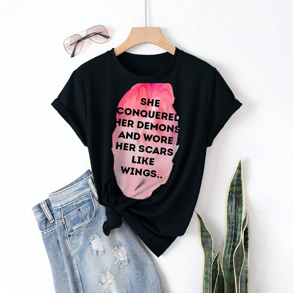 Women Round Neck Short Sleeve Fashion Simple and comfortable Casual Daily T-Shirt - podsforgirl 