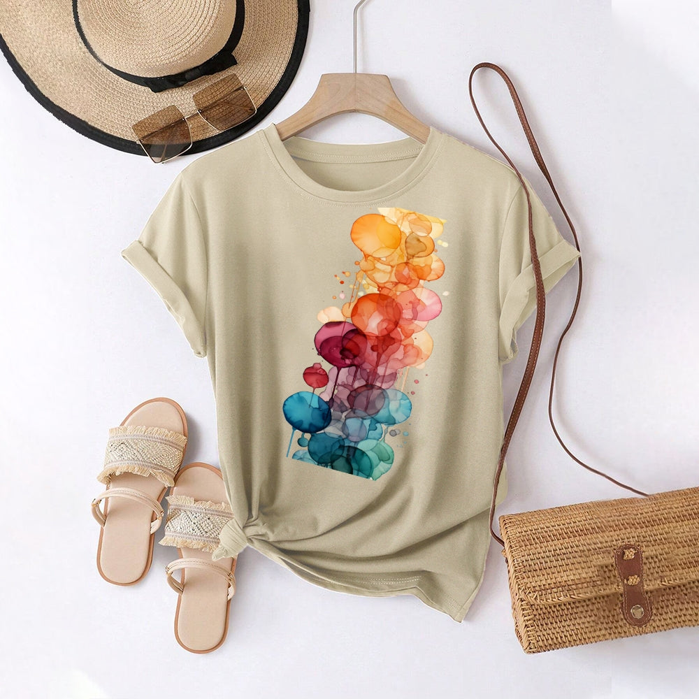 Women Round Neck Short Sleeve Fashion Simple and comfortable Casual Daily T-Shirt - podsforgirl 