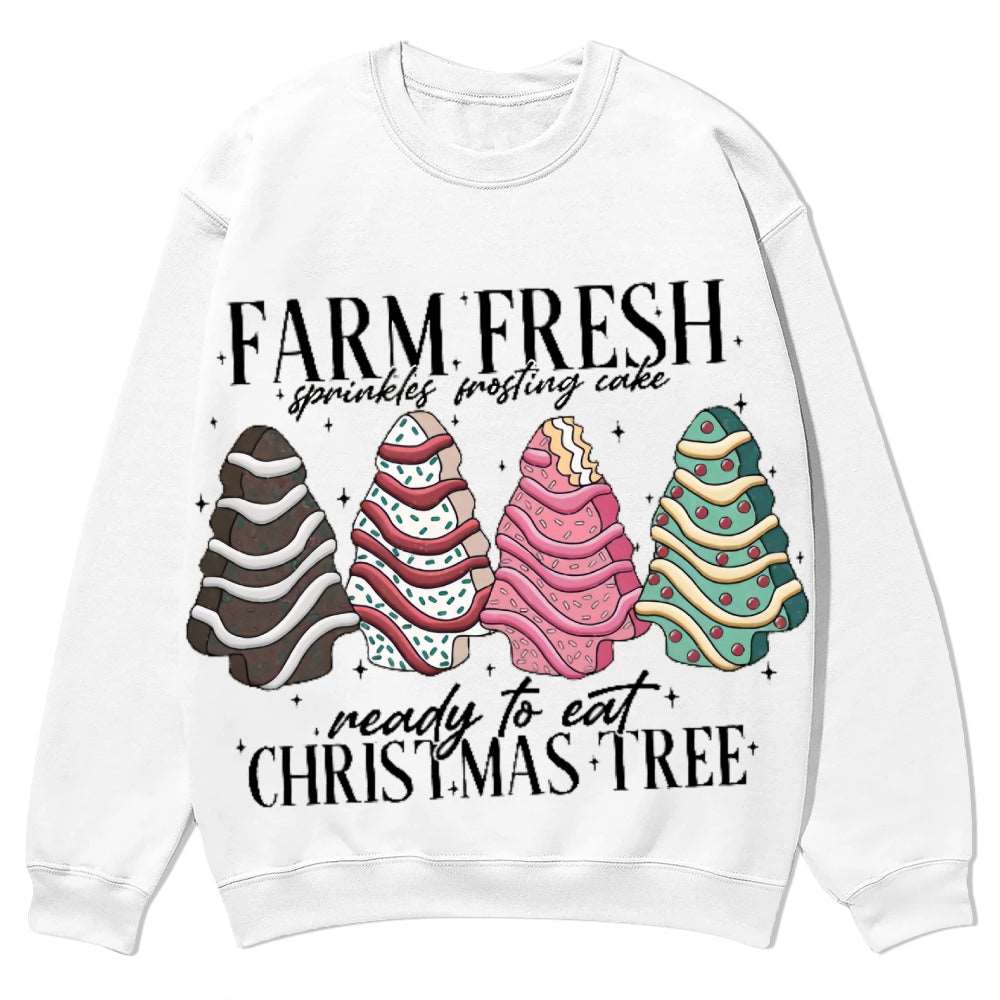 Artistic Christmas Round-Neck Sweatshirt: A Canvas of Holiday Serenity - podsforgirl 