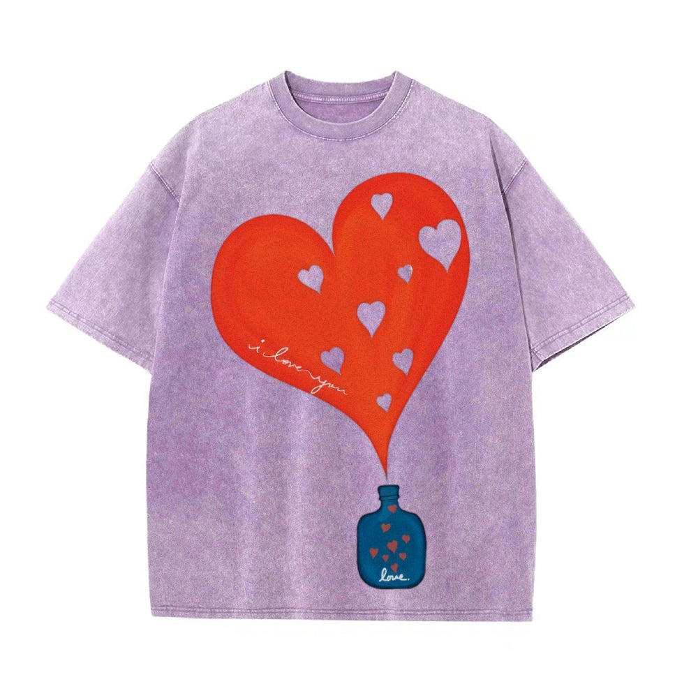 Heartfelt Valentine's Day Couple T-Shirts in Washed Cotton - Podsforgirl