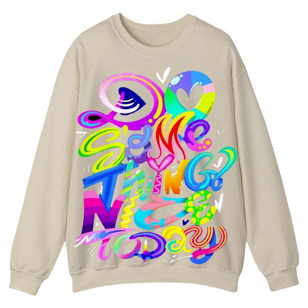 Artistic Christmas Round-Neck Sweatshirt: A Canvas of Holiday Serenity - podsforgirl 