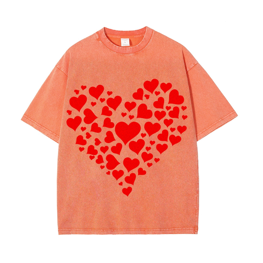 Valentine's Day Couple Heart Print T-Shirt.