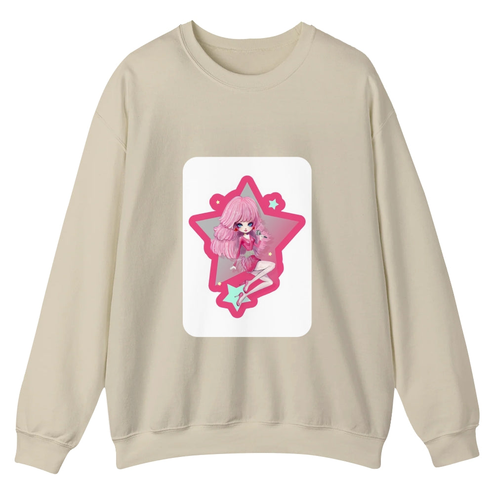 Cute Cartoon Printed Customizable Round Neck Sweatshirt - podsforgirl 