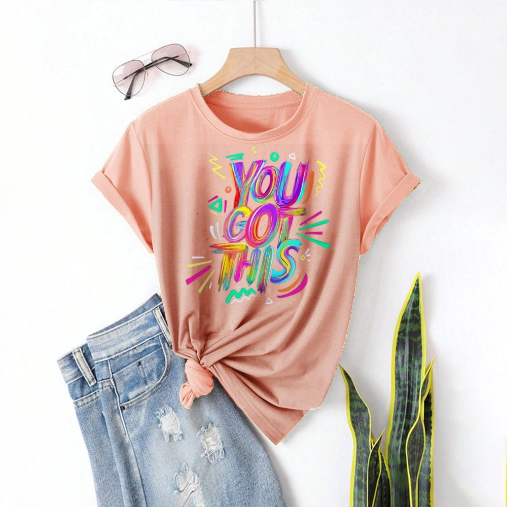 Women Round Neck Short Sleeve Fashion Simple and comfortable Casual Daily T-Shirt - podsforgirl 