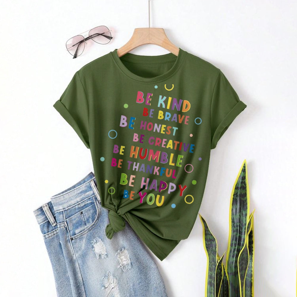 Women Round Neck Short Sleeve Fashion Simple and comfortable Casual Daily T-Shirt - podsforgirl 