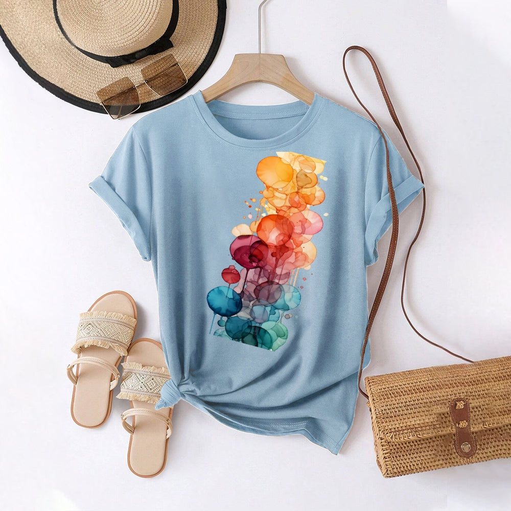 Women Round Neck Short Sleeve Fashion Simple and comfortable Casual Daily T-Shirt - podsforgirl 