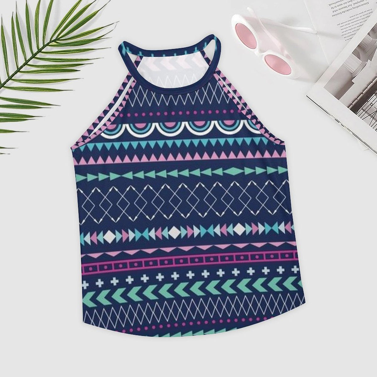 Women's Halter Tops Graphic Tank Top Blouses Summer Casual Trendy Sleeveless Shirts