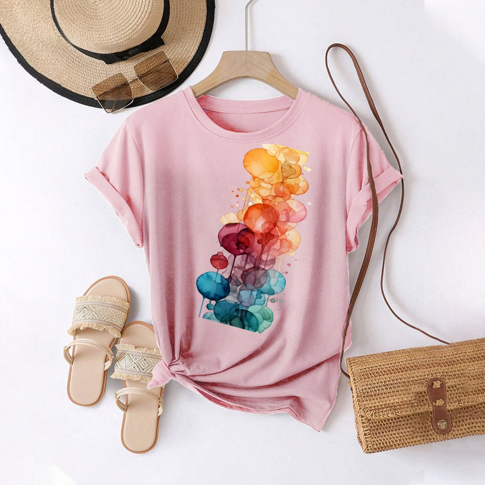 Women Round Neck Short Sleeve Fashion Simple and comfortable Casual Daily T-Shirt - podsforgirl 