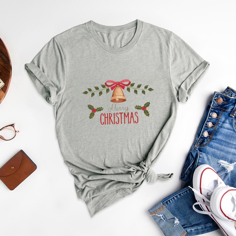 Cute Christmas Patterns Round Neck T-shirt - Adorable Holiday Attire - podsforgirl 