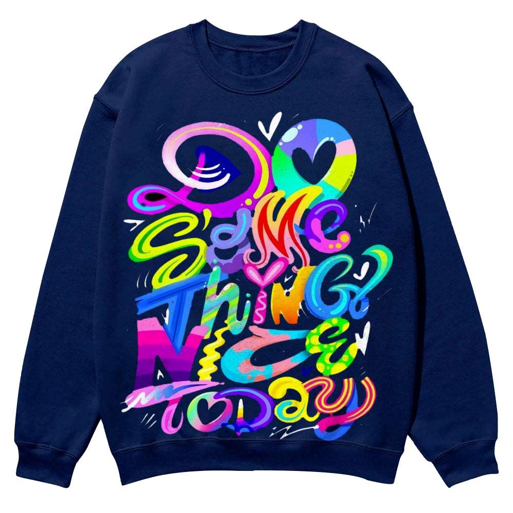 Artistic Christmas Round-Neck Sweatshirt: A Canvas of Holiday Serenity - podsforgirl 