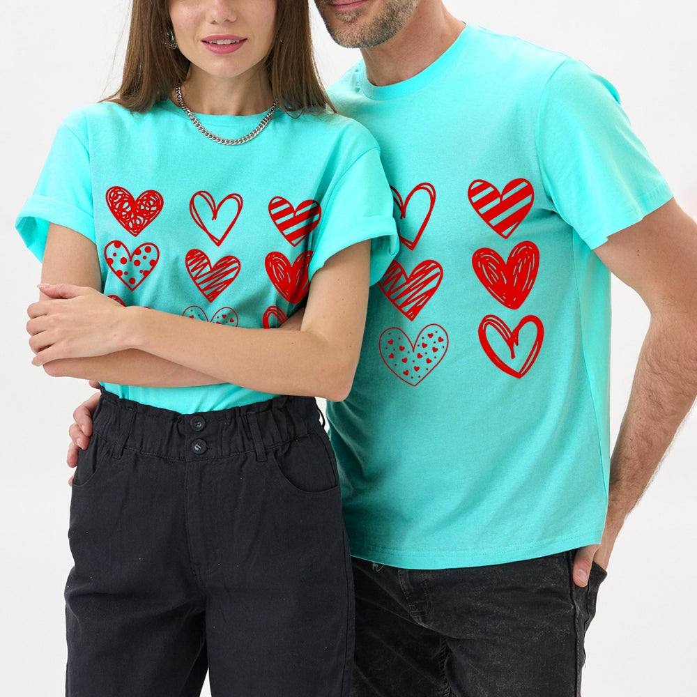 Personalized Couples T-Shirts, Valentine's Day Tees for Boyfriend and Girlfriend, Customized Text.