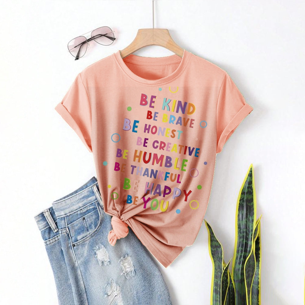 Women Round Neck Short Sleeve Fashion Simple and comfortable Casual Daily T-Shirt - podsforgirl 