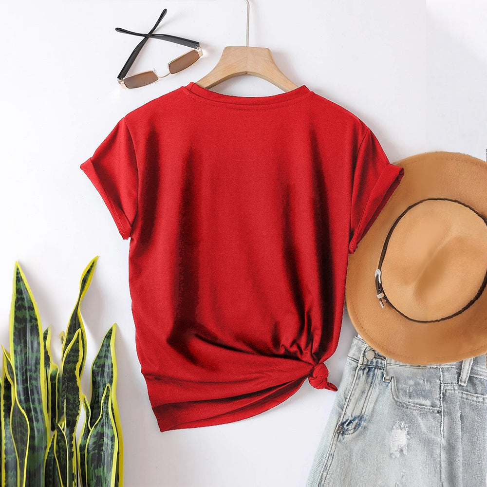 Women Round Neck Short Sleeve Fashion Simple and comfortable Casual Daily T-Shirt - podsforgirl 