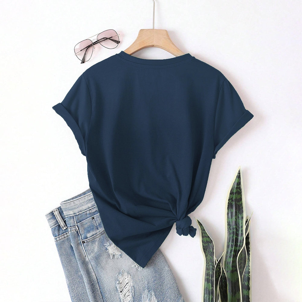 Women Round Neck Short Sleeve Fashion Simple and comfortable Casual Daily T-Shirt - podsforgirl 