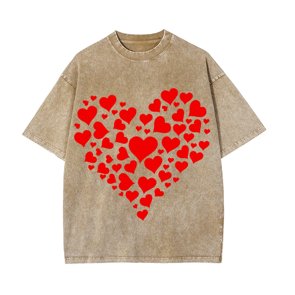 Valentine's Day Couple Heart Print T-Shirt.