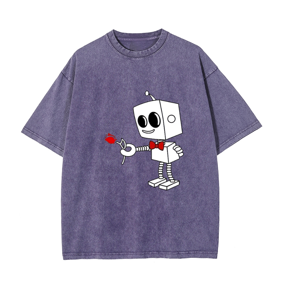 Lovely Robot Matching Couple T-Shirt for Husband Wife, Pure Cotton Matching T-Shirt for Lover