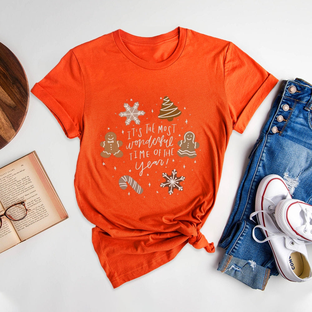 Stylish Christmas Designs Round Neck T-shirt - Step Up Your Festive Look - podsforgirl 