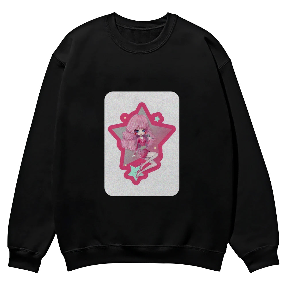 Cute Cartoon Printed Customizable Round Neck Sweatshirt - podsforgirl 