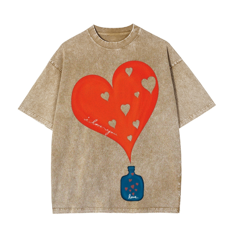 Heartfelt Valentine's Day Couple T-Shirts in Washed Cotton - Podsforgirl