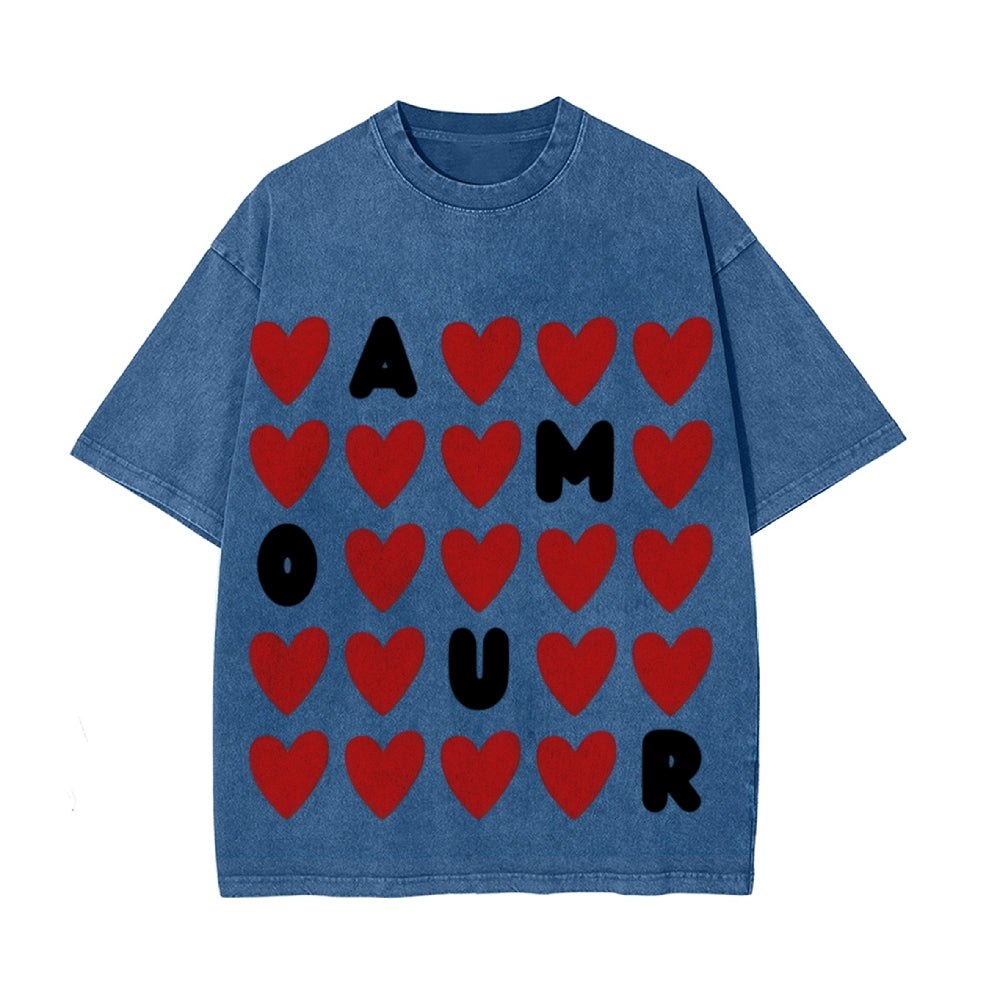 Romantic Water-Washed Valentine's Day T-Shirts for Him & Her - Podsforgirl