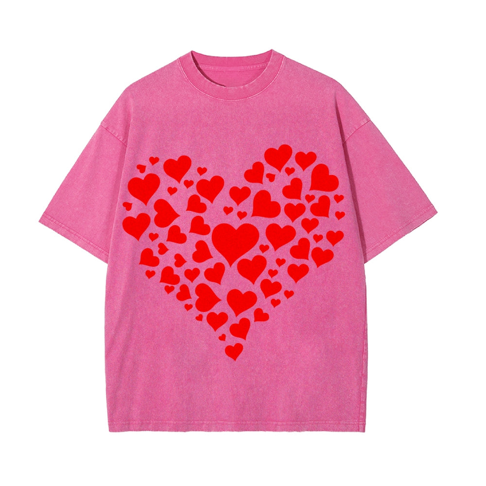 Valentine's Day Couple Heart Print T-Shirt.