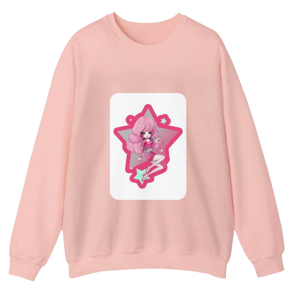 Cute Cartoon Printed Customizable Round Neck Sweatshirt - podsforgirl 