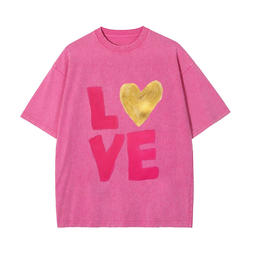 Cute and Comfy Water-Washed Valentine's Day Couple T-Shirts