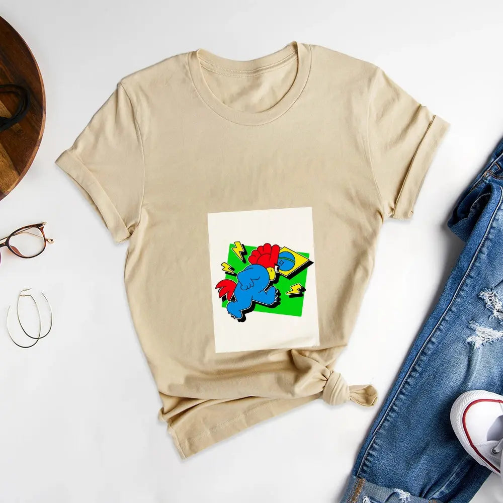 Personalized Graffiti Printed Round Neck T-Shirts, Display Free Creativity - podsforgirl 