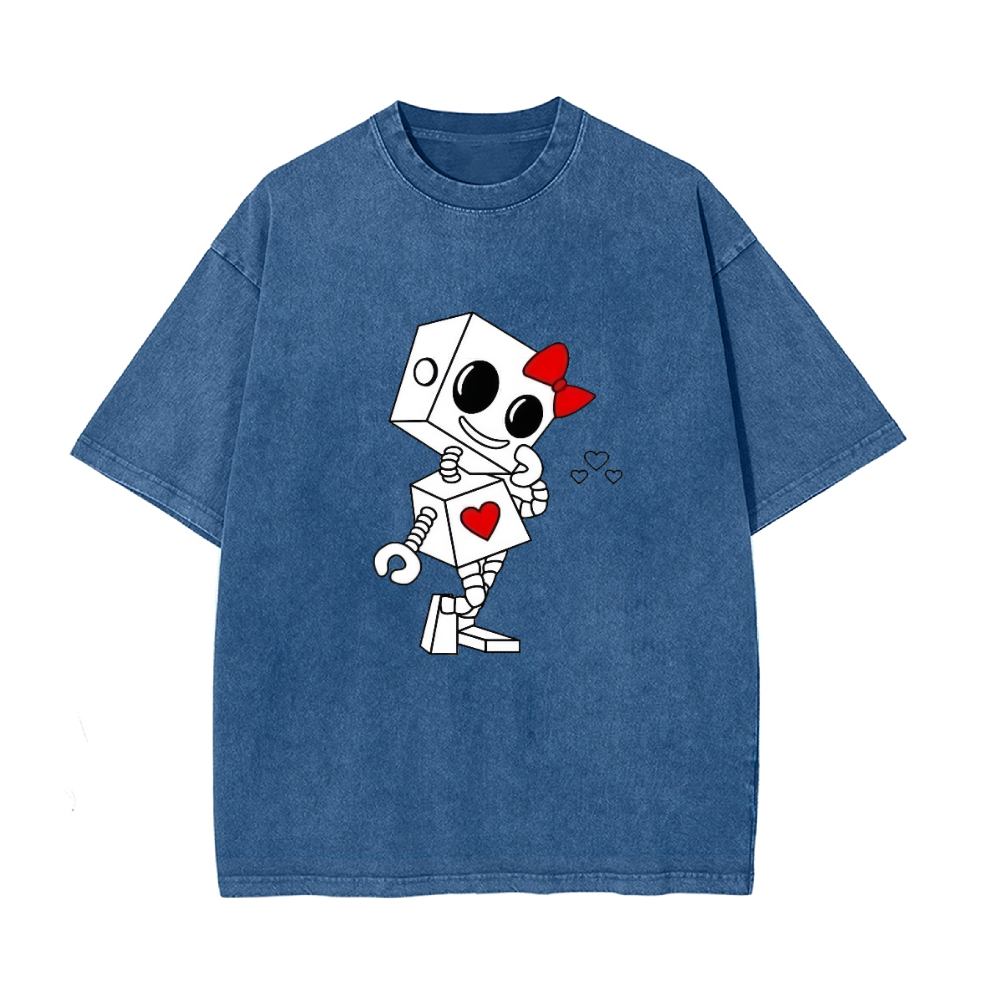 Lovely Robot Matching Couple T-Shirt for Husband Wife, Pure Cotton Matching T-Shirt for Lover